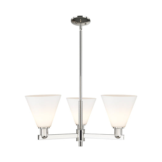 Innovations Berkshire Glass 30in 3-Light Pendant | Industrial Polished Nickel and Matte White Glass | Kitchen Island & Dining | Model 716-3CR-PN-GBC-81