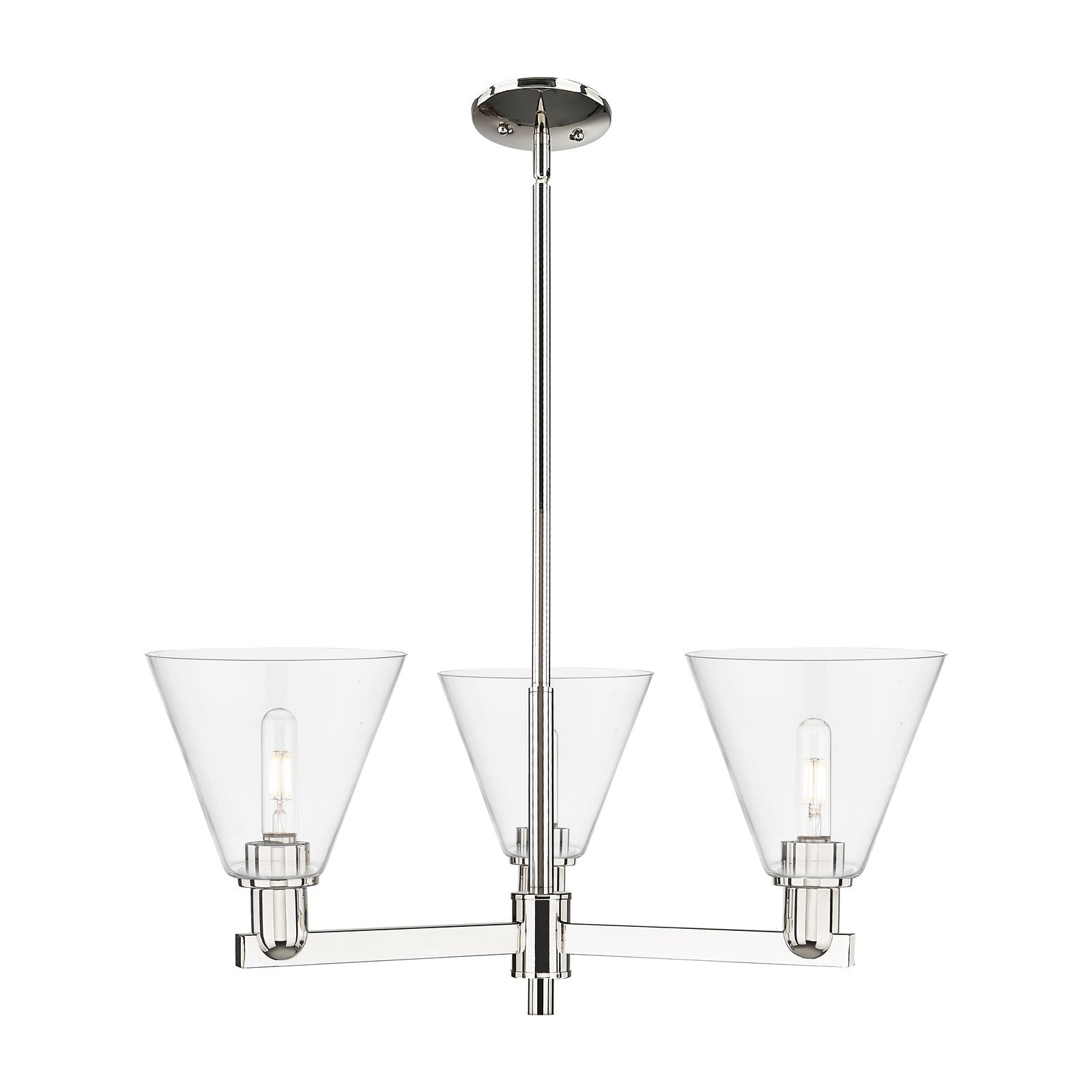 Innovations Berkshire Glass 30in 3-Light Pendant | Industrial Polished Nickel and Clear Glass | Kitchen Island & Dining Room | Model 716-3CR-PN-GBC-82
