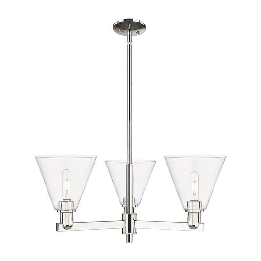 Innovations Berkshire Glass 30in 3-Light Pendant | Industrial Polished Nickel and Clear Glass | Kitchen Island & Dining Room | Model 716-3CR-PN-GBC-82