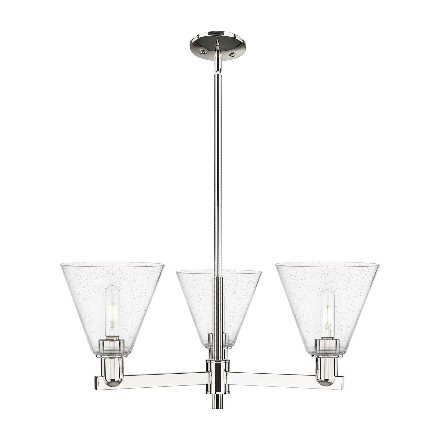Innovations Berkshire Glass 30in 3-Light Pendant | Industrial Polished Nickel Steel and Seedy Glass | Kitchen Island & Dining | Model 716-3CR-PN-GBC-84