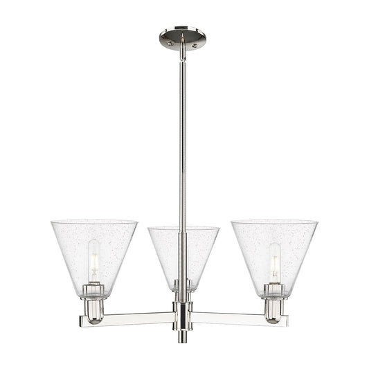 Innovations Berkshire Glass 30in 3-Light Pendant | Industrial Polished Nickel Steel and Seedy Glass | Kitchen Island & Dining | Model 716-3CR-PN-GBC-84
