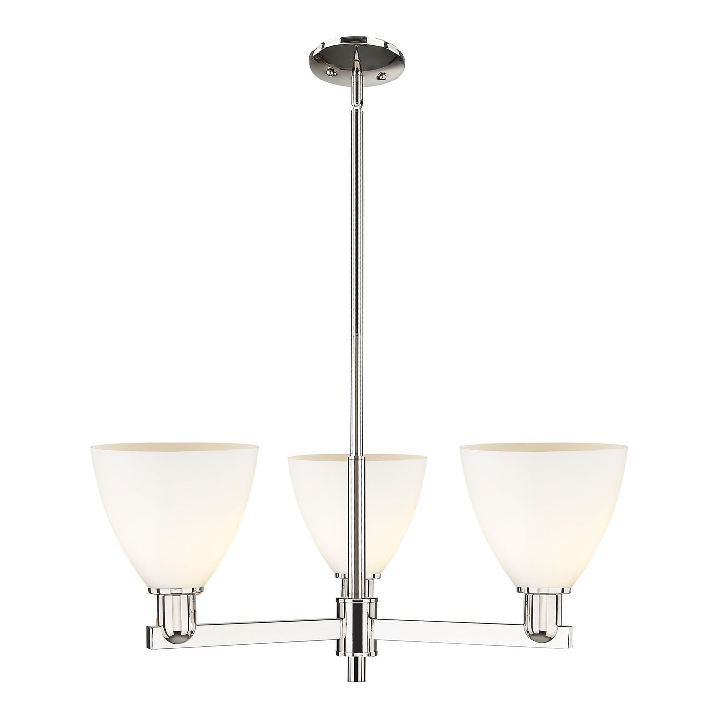 Innovations Bristol 29in 3-Light Pendant | Industrial Polished Nickel Steel and Matte White Glass | Kitchen Island & Dining | Model 716-3CR-PN-GBD-751