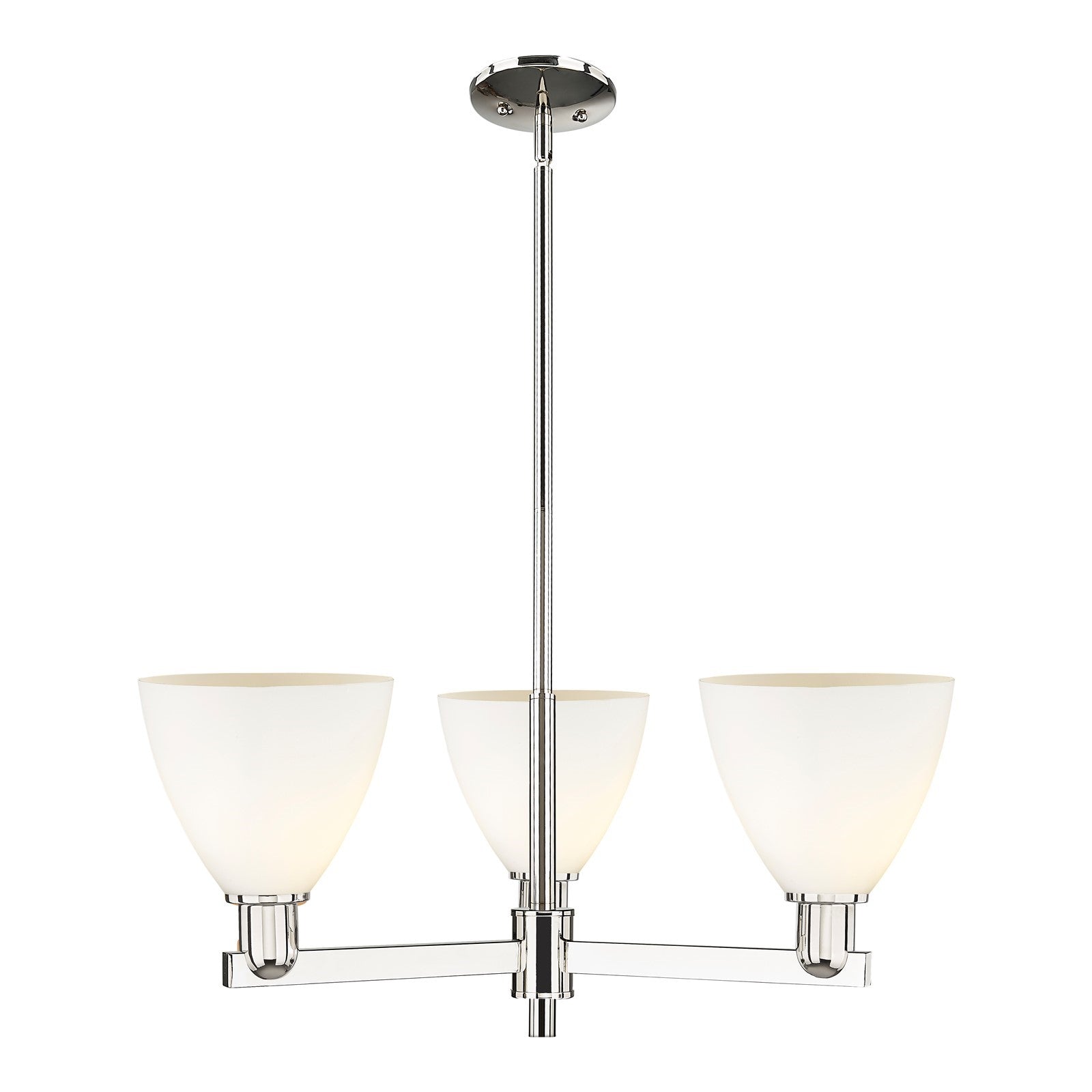 Innovations Bristol 29in 3-Light Pendant | Industrial Polished Nickel Steel and Matte White Glass | Kitchen Island & Dining | Model 716-3CR-PN-GBD-751