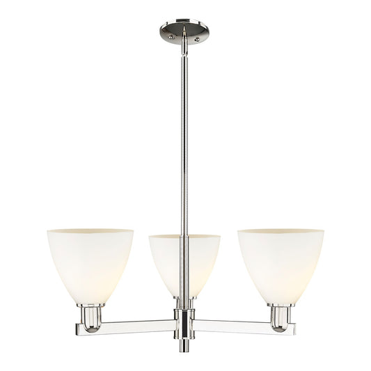 Innovations Bristol 29in 3-Light Pendant | Industrial Polished Nickel Steel and Matte White Glass | Kitchen Island & Dining | Model 716-3CR-PN-GBD-751