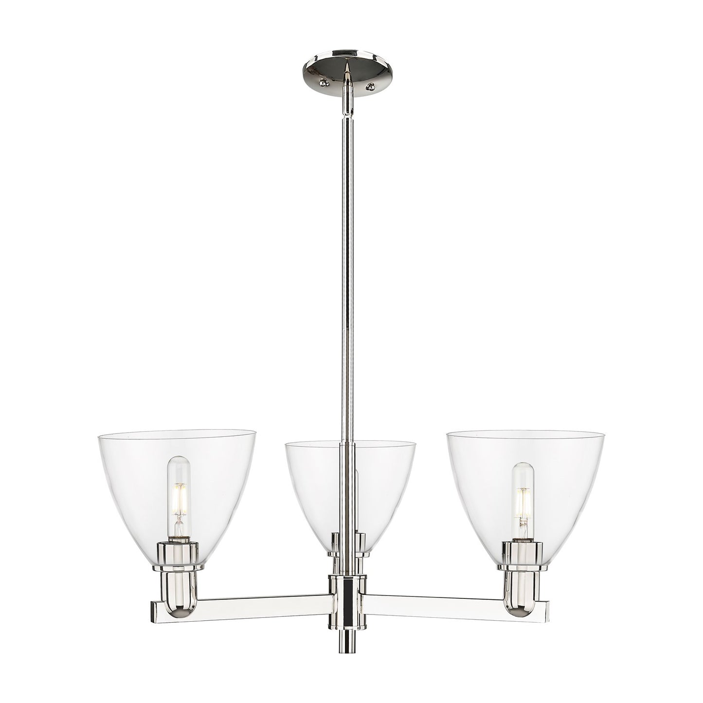Innovations Bristol 29in 3-Light Pendant | Industrial Polished Nickel Steel and Clear Glass | Kitchen Island & Dining Room | Model 716-3CR-PN-GBD-752