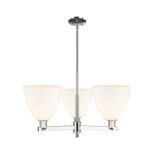 Innovations Bristol 31in 3-Light Pendant | Industrial Polished Nickel Steel and Matte White Glass | Kitchen Island & Dining Room | Model 716-3CR-PN-GBD-91