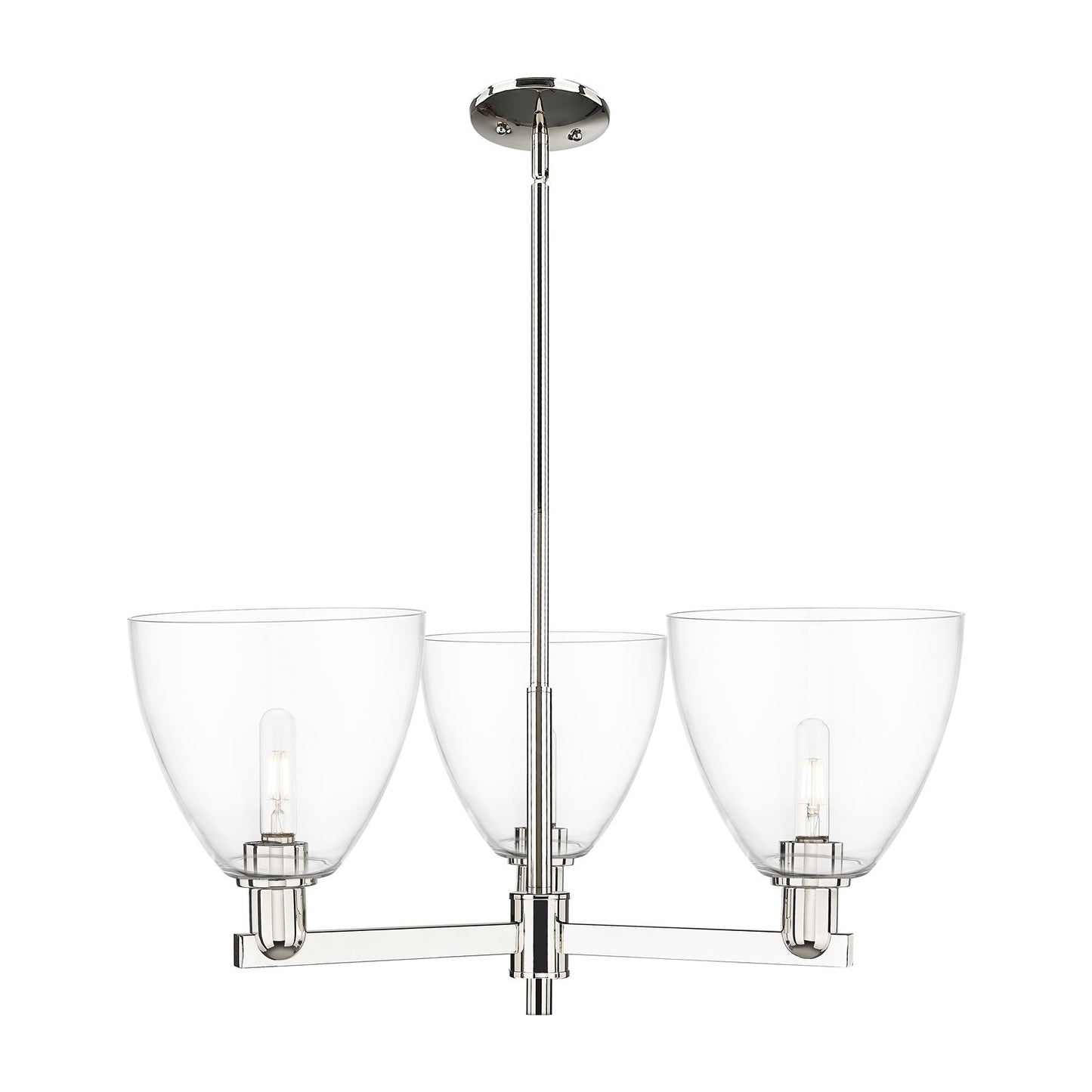 Innovations Bristol 31in 3-Light Pendant | Industrial Polished Nickel Steel and Clear Glass | Kitchen Island & Dining Room | Model 716-3CR-PN-GBD-92