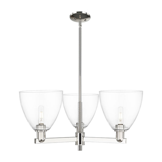 Innovations Bristol 31in 3-Light Pendant | Industrial Polished Nickel Steel and Clear Glass | Kitchen Island & Dining Room | Model 716-3CR-PN-GBD-92