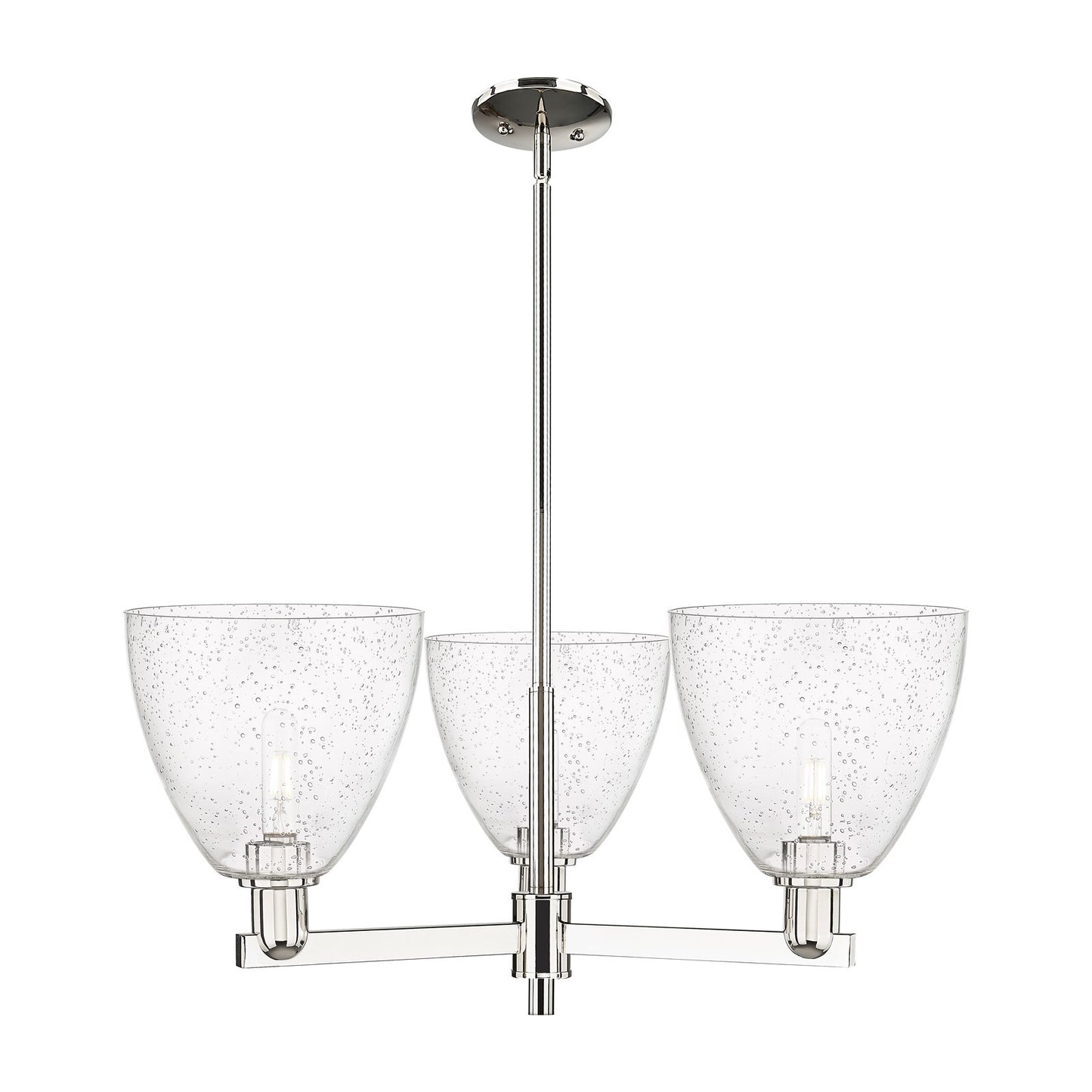Innovations Bristol 31in 3-Light Pendant | Industrial Polished Nickel Steel and Seedy Glass | Kitchen Island & Dining Room | Model 716-3CR-PN-GBD-94