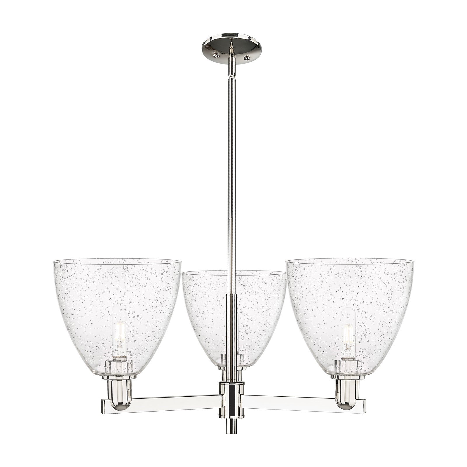 Innovations Bristol 31in 3-Light Pendant | Industrial Polished Nickel Steel and Seedy Glass | Kitchen Island & Dining Room | Model 716-3CR-PN-GBD-94