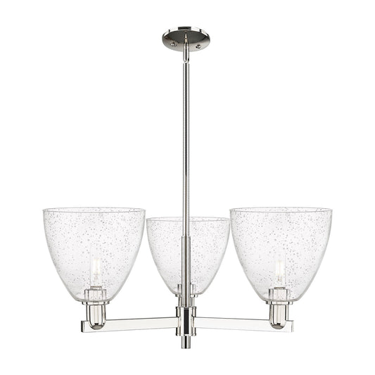 Innovations Bristol 31in 3-Light Pendant | Industrial Polished Nickel Steel and Seedy Glass | Kitchen Island & Dining Room | Model 716-3CR-PN-GBD-94