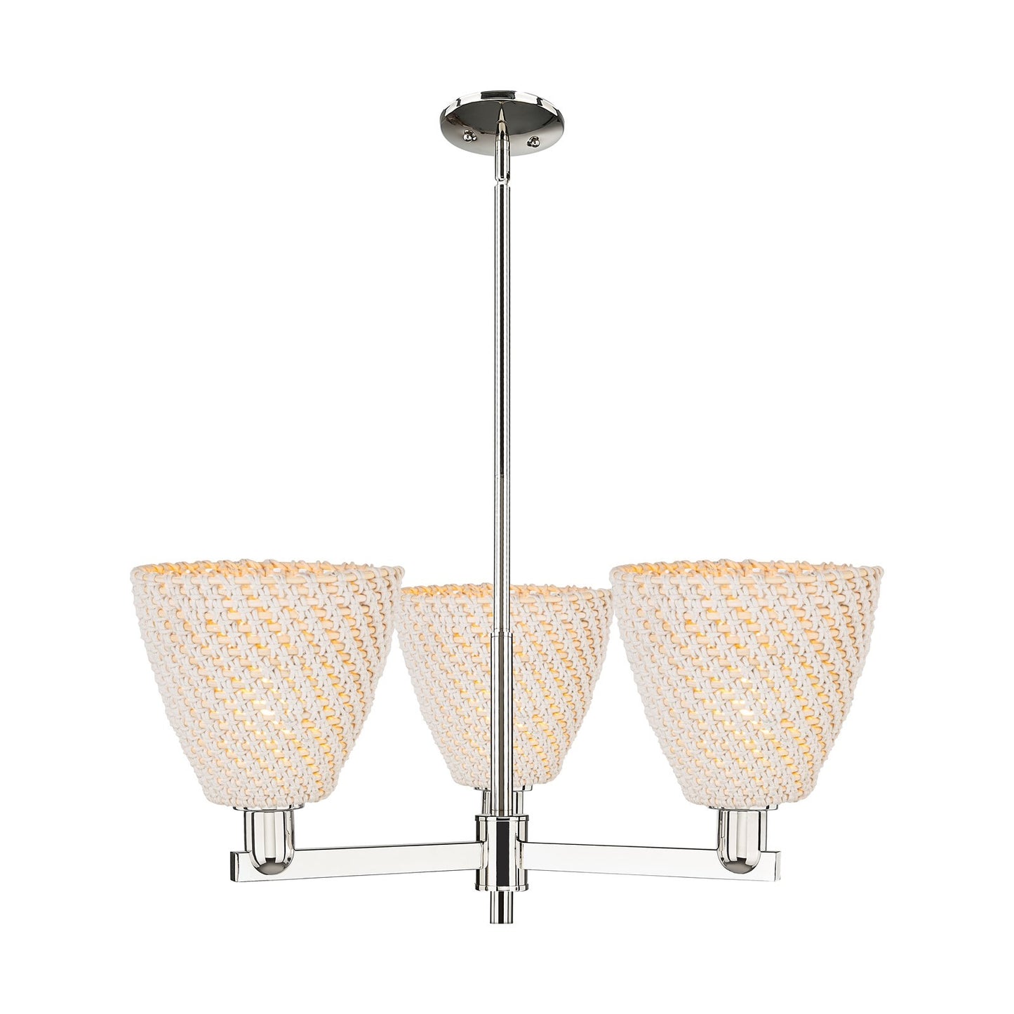 Innovations Bristol Natural 31in 3-Light Pendant | Industrial Polished Nickel Steel and Natural Fiber Dome Shade | Kitchen | Model 716-3CR-PN-NBD-9-NAT