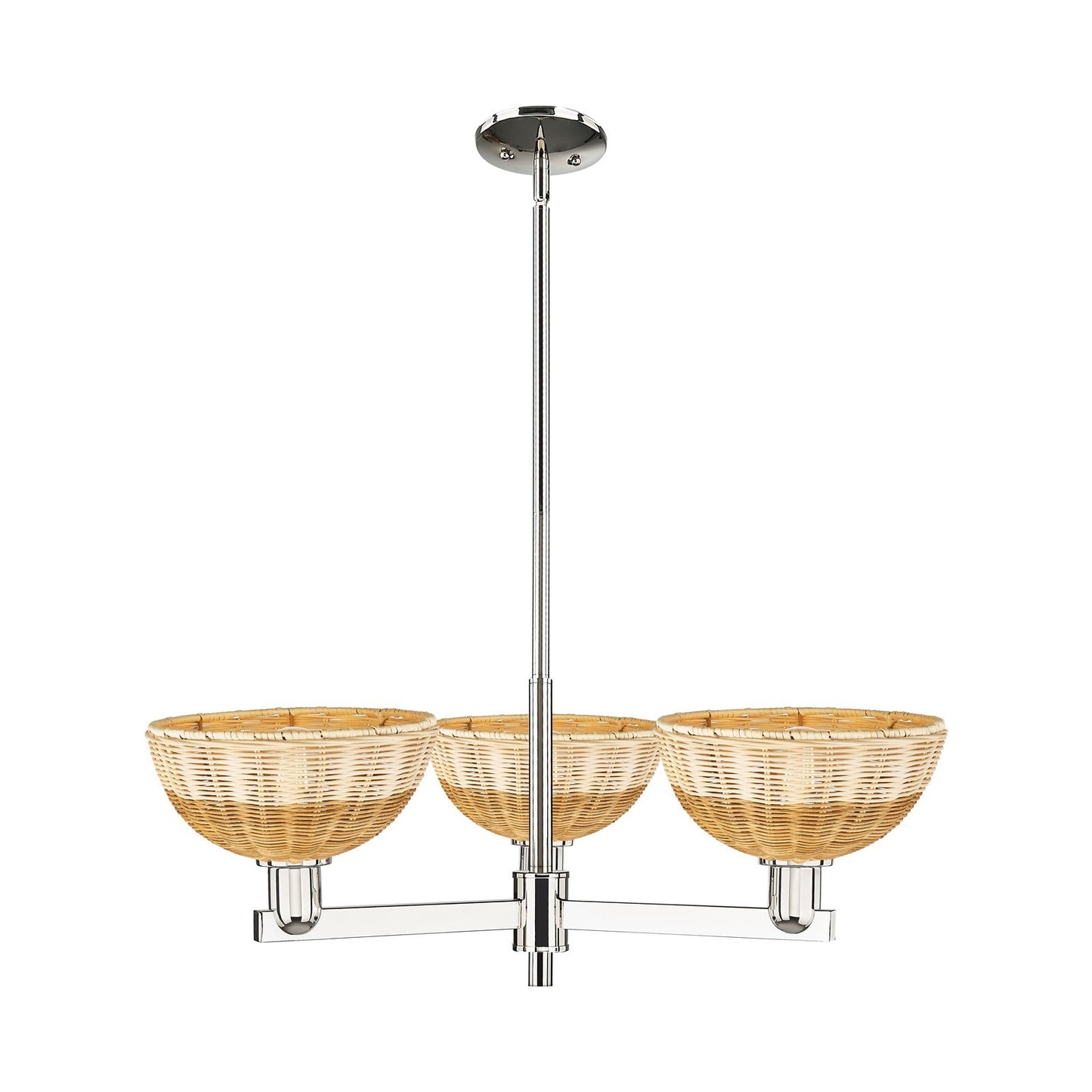 Innovations Bristol Natural II 31in 3-Light Pendant | Industrial Polished Nickel and Natural Fiber Shade | Kitchen Island & | Model 716-3CR-PN-NBD2-9-NAT