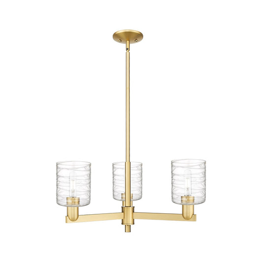 Innovations Cobbleskill 27in 3-Light Pendant | Industrial Satin Gold Steel and Deco Swirl Glass | Kitchen Island & Dining Room | Model 716-3CR-SG-G1113