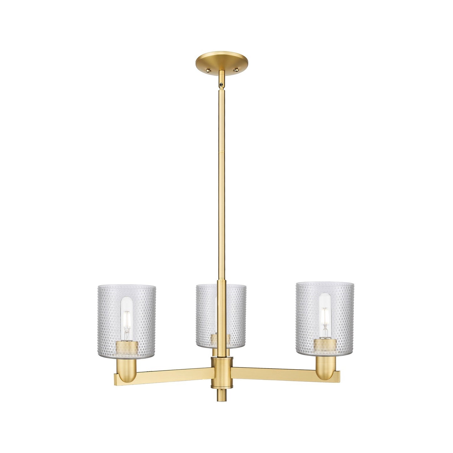 Innovations Cobbleskill 27in 3-Light Pendant | Industrial Satin Gold Steel and Clear Glass | Kitchen Island & Dining Room | 26.75 | Model 716-3CR-SG-G112