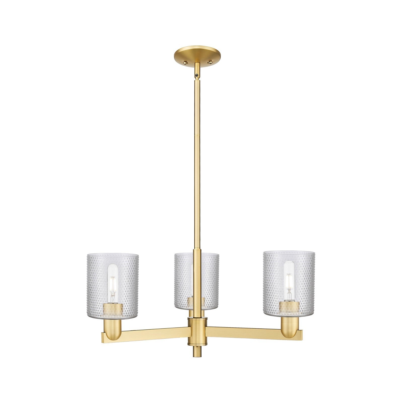Innovations Cobbleskill 27in 3-Light Pendant | Industrial Satin Gold Steel and Clear Glass | Kitchen Island & Dining Room | 26.75 | Model 716-3CR-SG-G112