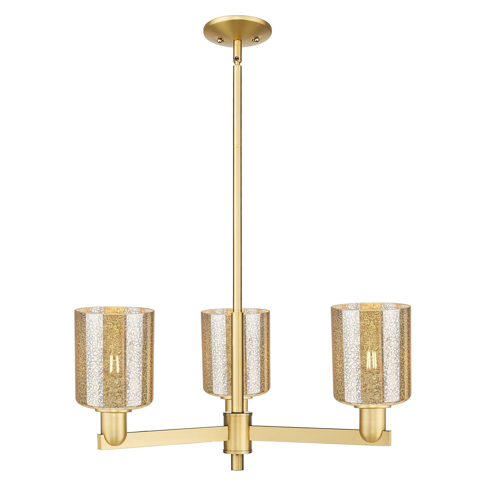 Innovations Cobbleskill 27in 3-Light Pendant | Industrial Satin Gold Steel and Mercury Glass | Kitchen Island & Dining Room | Model 716-3CR-SG-G116