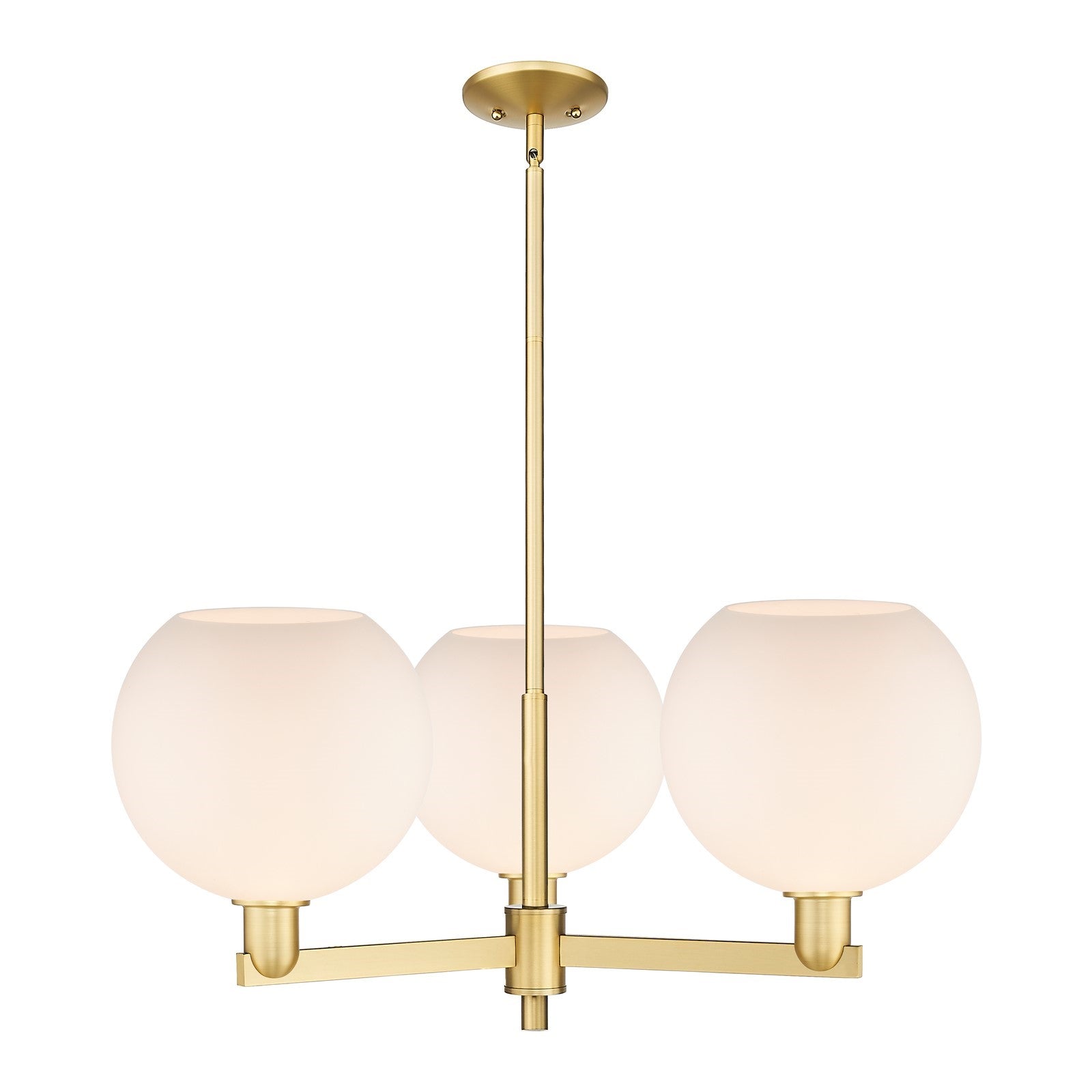 Innovations Athens 32in 3-Light Pendant | Industrial Satin Gold Steel and Matte White Glass | Kitchen Island & Dining Room | Model 716-3CR-SG-G121-10
