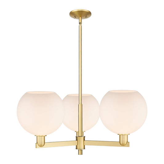 Innovations Athens 32in 3-Light Pendant | Industrial Satin Gold Steel and Matte White Glass | Kitchen Island & Dining Room | Model 716-3CR-SG-G121-10