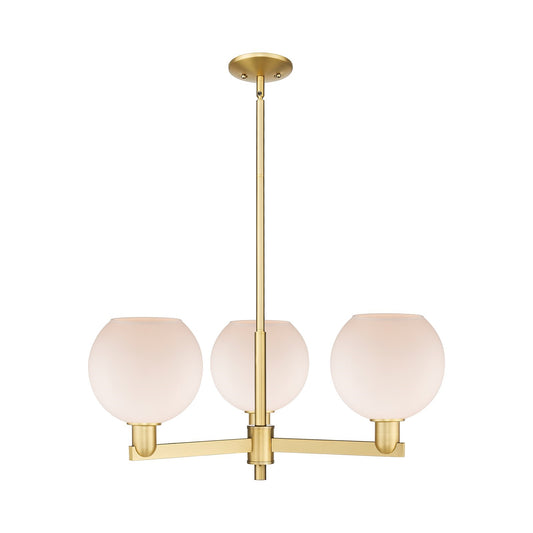 Innovations Athens 30in 3-Light Pendant | Industrial Satin Gold Steel and Matte White Glass | Kitchen Island & Dining Room | Model 716-3CR-SG-G121-8