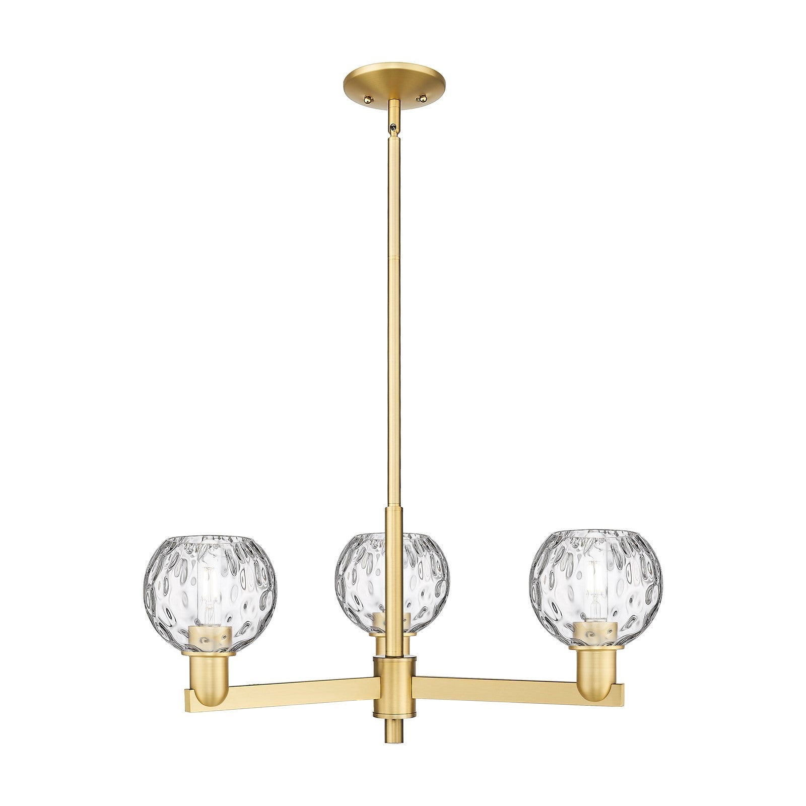 Innovations Athens Water Glass 28in 3-Light Pendant | Industrial Satin Gold Steel and Clear Glass | Kitchen Island & Dining | Model 716-3CR-SG-G1215-6