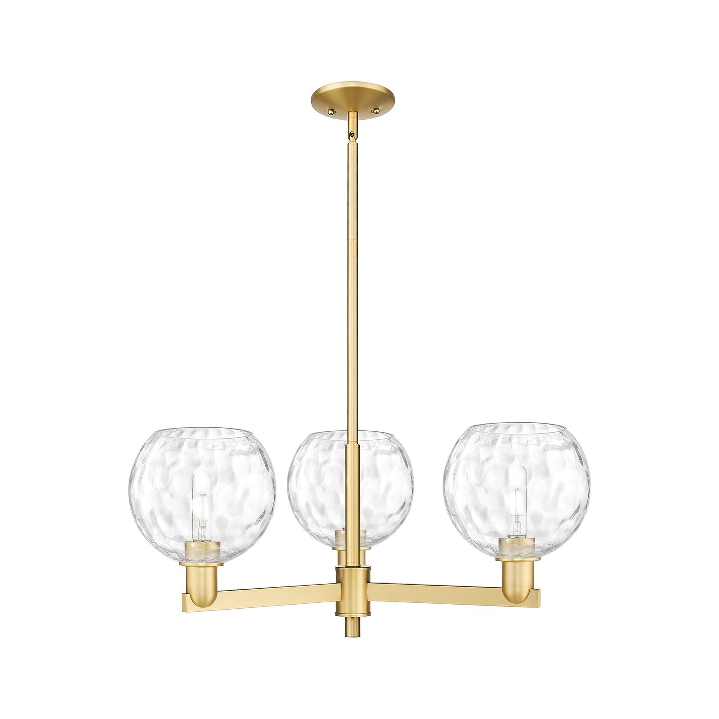 Innovations Athens 30in 3-Light Pendant | Industrial Satin Gold Steel and Clear Water Glass | Kitchen Island & Dining Room | Model 716-3CR-SG-G1215-8