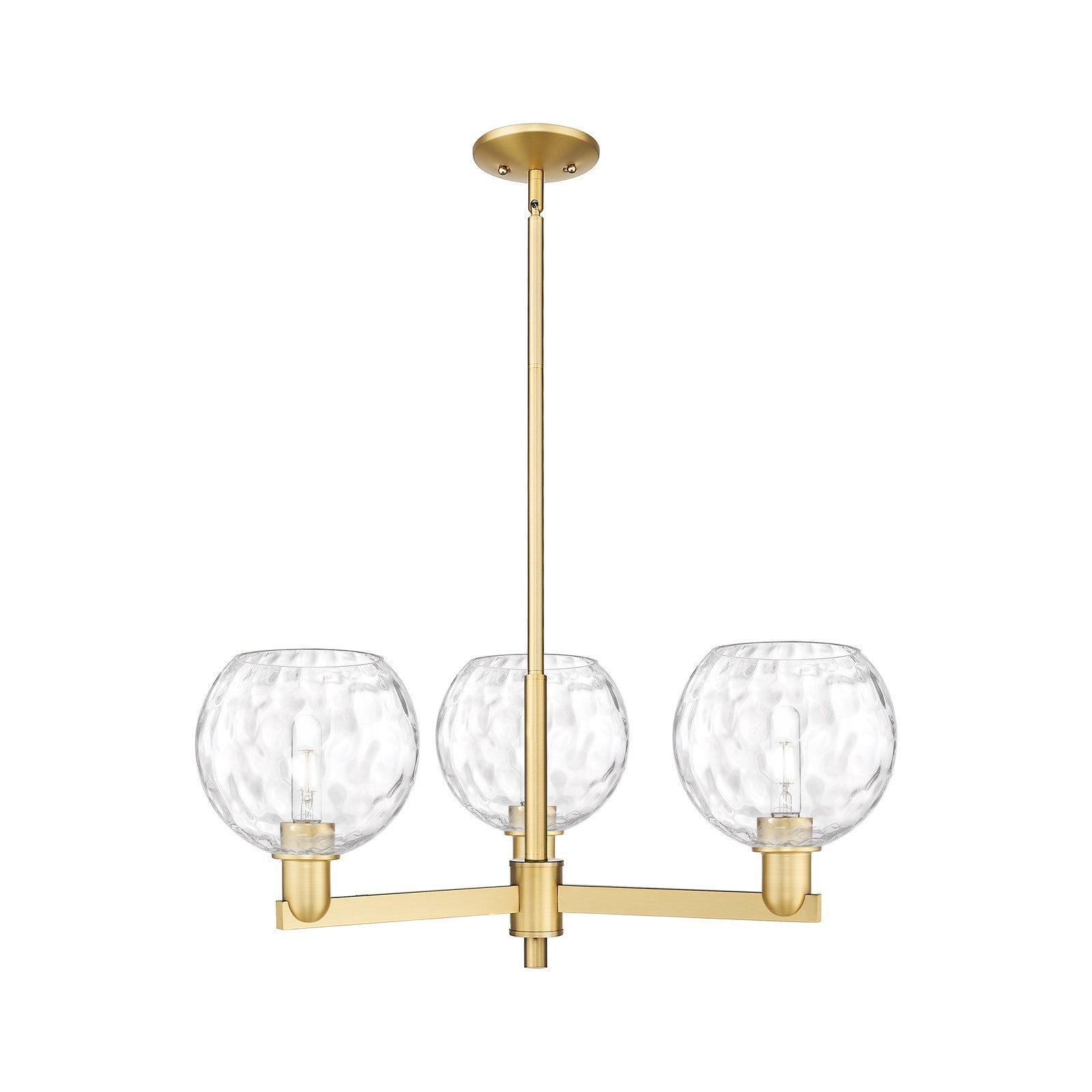 Innovations Athens 30in 3-Light Pendant | Industrial Satin Gold Steel and Clear Water Glass | Kitchen Island & Dining Room | Model 716-3CR-SG-G1215-8