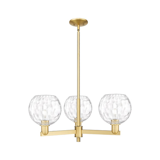 Innovations Athens 30in 3-Light Pendant | Industrial Satin Gold Steel and Clear Water Glass | Kitchen Island & Dining Room | Model 716-3CR-SG-G1215-8