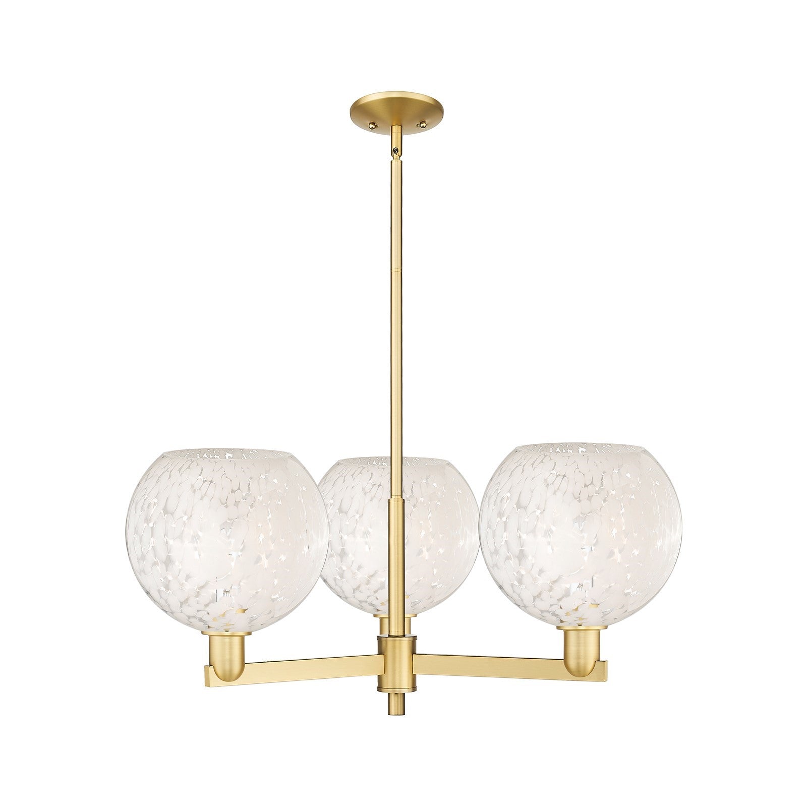 Innovations White Mouchette 32in 3-Light Pendant | Industrial Satin Gold Steel and White Glass | Kitchen Island & Dining | Model 716-3CR-SG-G1216-10WM