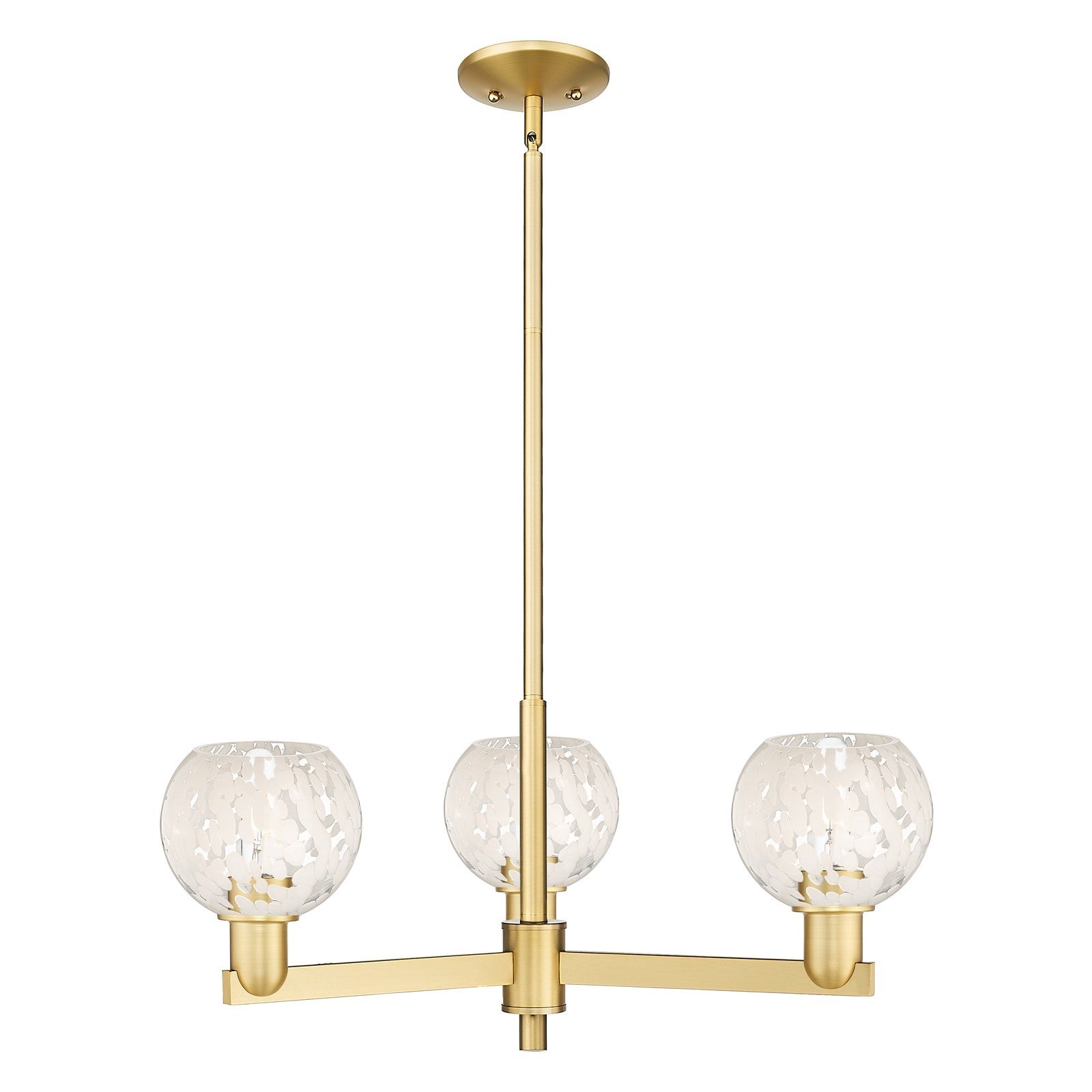 Innovations Lighting White Mouchette 28in 3-Light Pendant | Industrial Satin Gold Steel and Cast Brass with White Glass | Model 716-3CR-SG-G1216-6WM