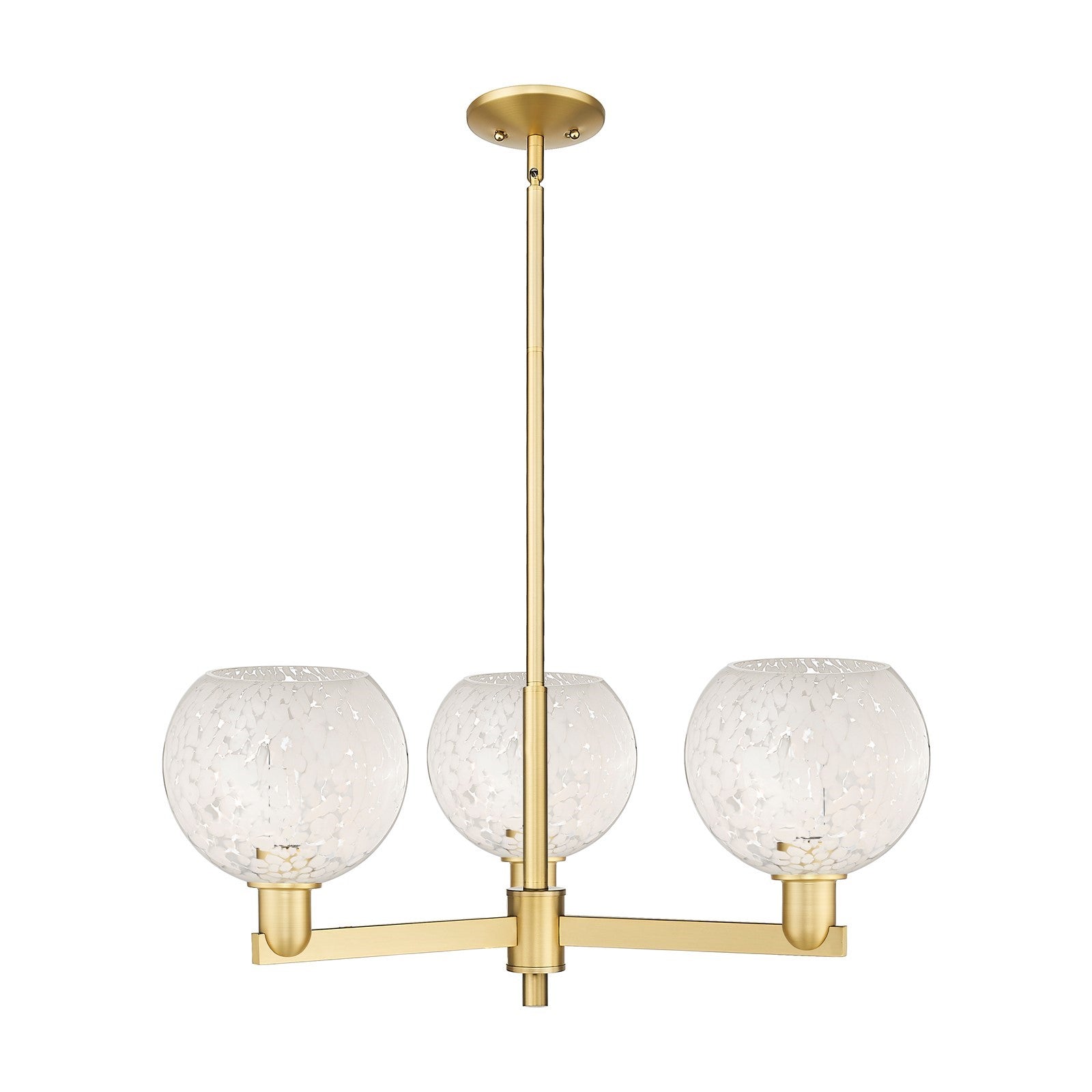 Innovations Lighting White Mouchette 30in 3-Light Pendant | Industrial Satin Gold Steel and Cast Brass with White Glass | Model 716-3CR-SG-G1216-8WM