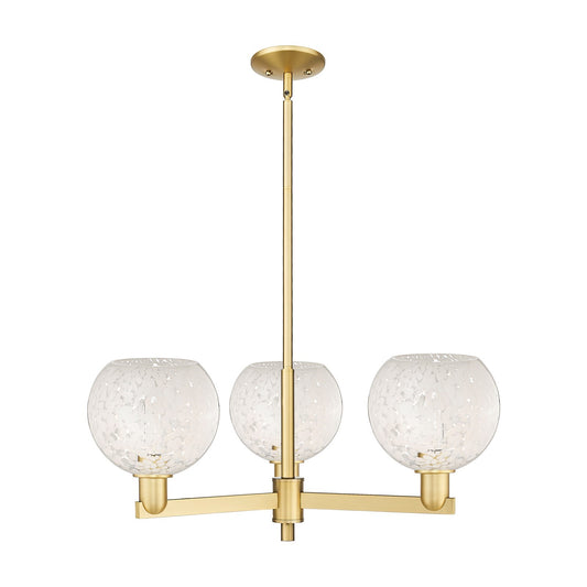 Innovations Lighting White Mouchette 30in 3-Light Pendant | Industrial Satin Gold Steel and Cast Brass with White Glass | Model 716-3CR-SG-G1216-8WM