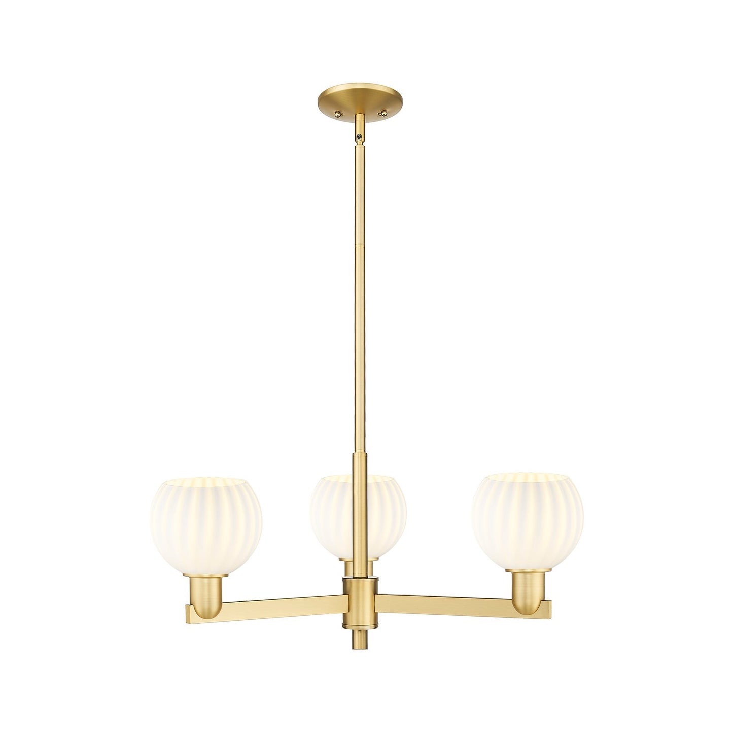 Innovations Lighting White Venetian 28in 3-Light Pendant | Industrial Satin Gold Steel and White Venetian Glass | Kitchen | Model 716-3CR-SG-G1217-6WV