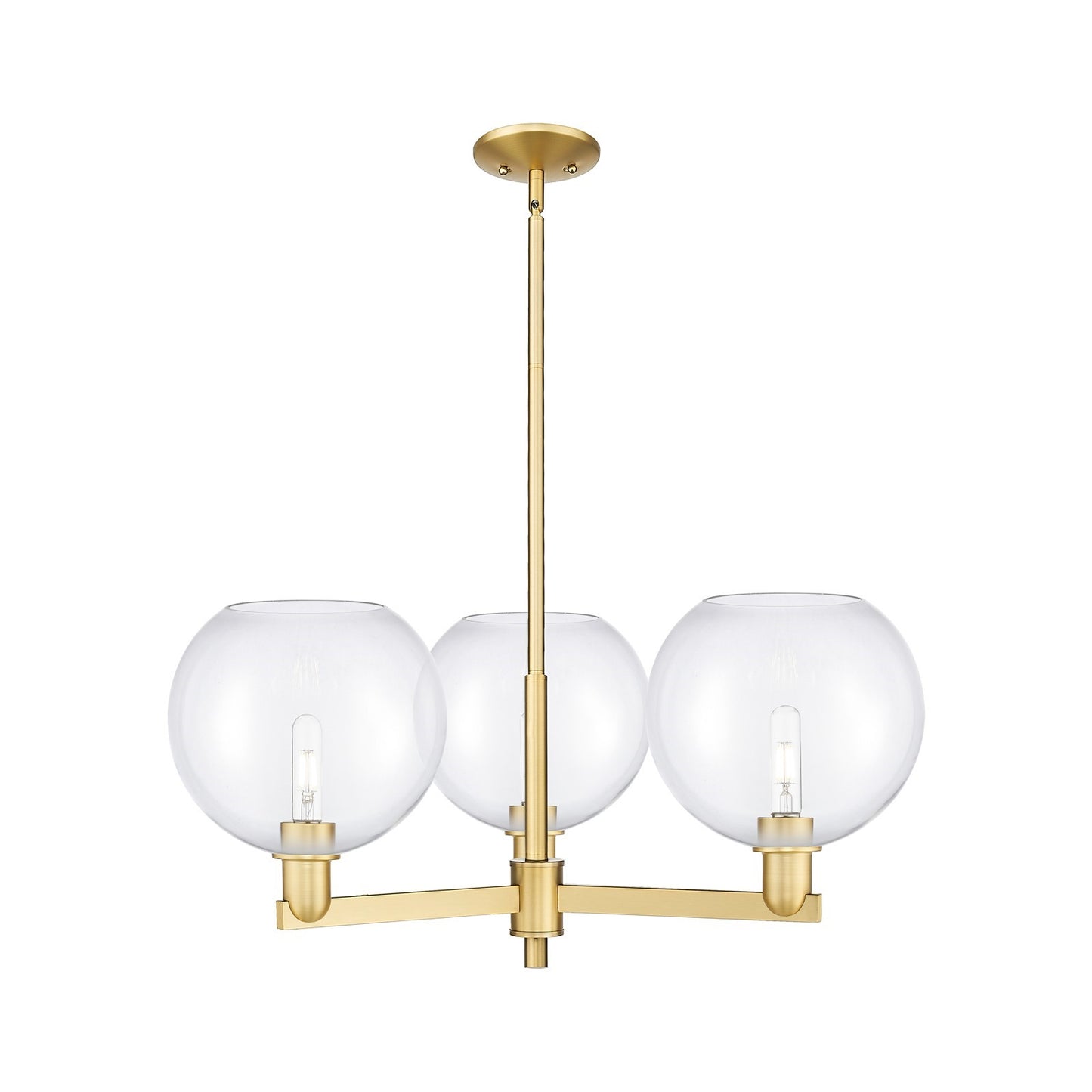 Innovations Athens 32in 3-Light Pendant | Industrial Satin Gold Steel and Clear Glass | Kitchen Island & Dining Room | 31.75 x | Model 716-3CR-SG-G122-10