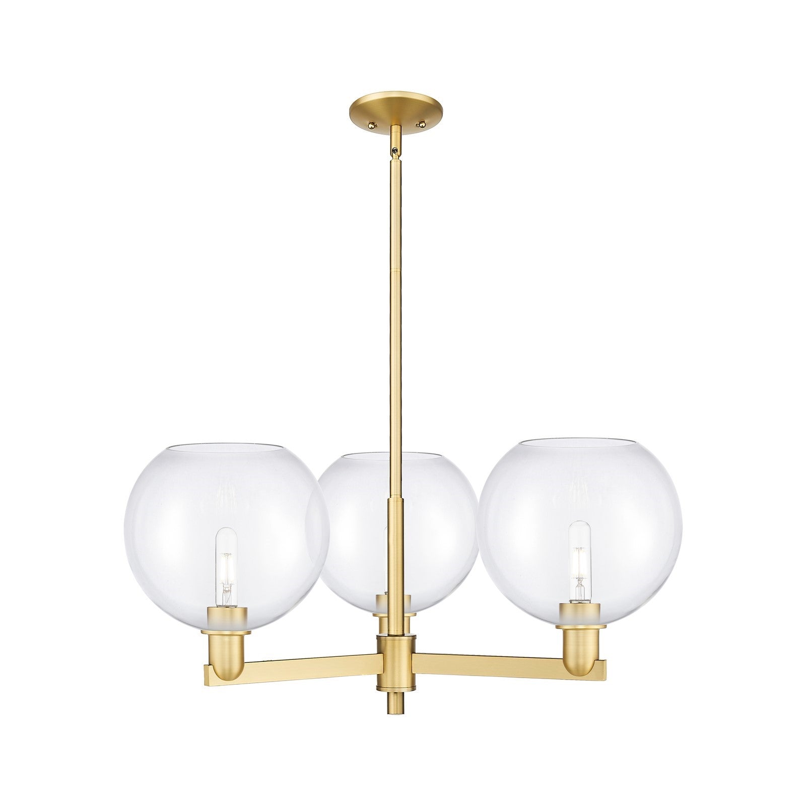 Innovations Athens 32in 3-Light Pendant | Industrial Satin Gold Steel and Clear Glass | Kitchen Island & Dining Room | 31.75 x | Model 716-3CR-SG-G122-10