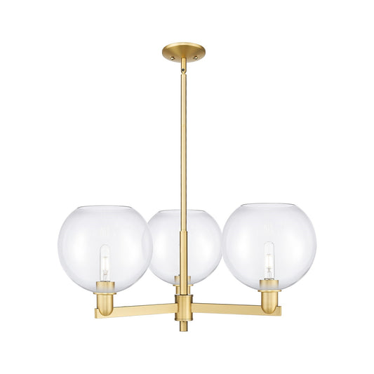 Innovations Athens 32in 3-Light Pendant | Industrial Satin Gold Steel and Clear Glass | Kitchen Island & Dining Room | 31.75 x | Model 716-3CR-SG-G122-10