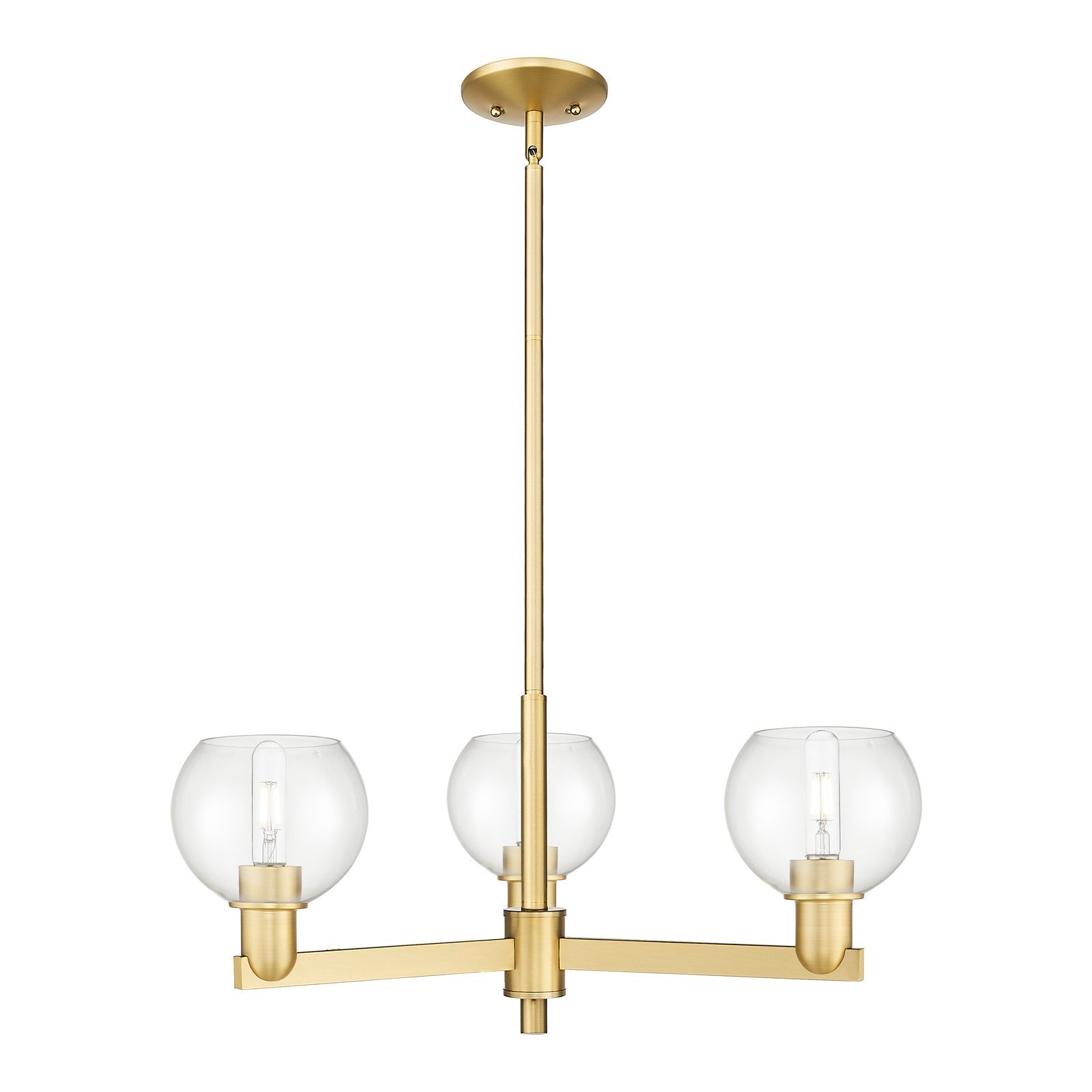 Innovations Athens 28in 3-Light Pendant | Industrial Satin Gold Steel and Clear Glass | Kitchen Island & Dining Room | 27.62 x | Model 716-3CR-SG-G122-6