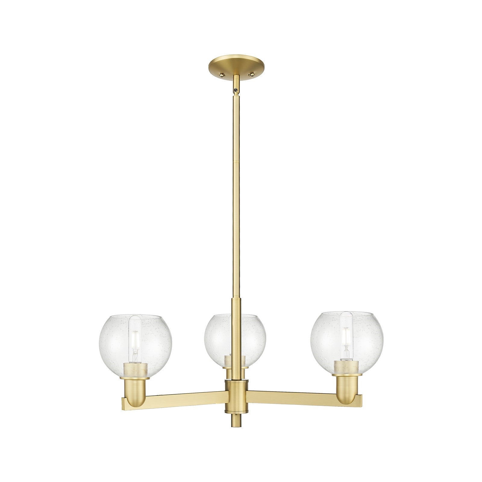 Innovations Athens 28in 3-Light Pendant | Industrial Satin Gold Steel and Seedy Glass | Kitchen Island & Dining Room | 27.62 x | Model 716-3CR-SG-G124-6