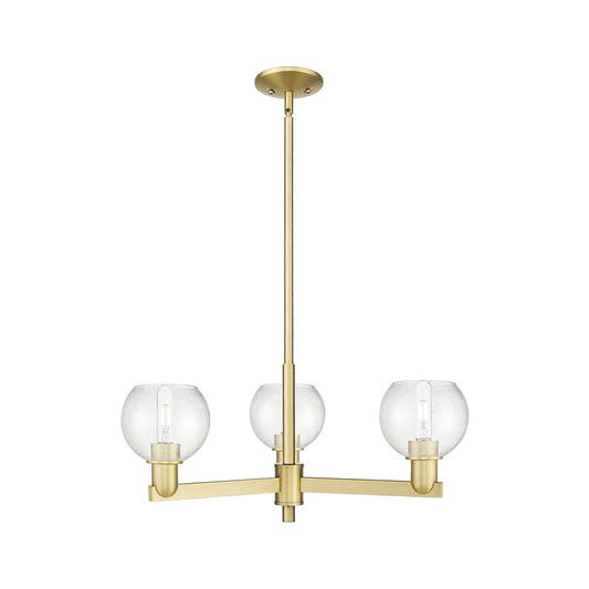 Innovations Athens 28in 3-Light Pendant | Industrial Satin Gold Steel and Seedy Glass | Kitchen Island & Dining Room | 27.62 x | Model 716-3CR-SG-G124-6