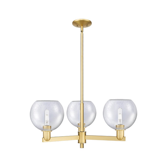 Innovations Athens 30in 3-Light Pendant | Industrial Satin Gold Steel and Seedy Glass | Kitchen Island & Dining Room | 29.75 x | Model 716-3CR-SG-G124-8