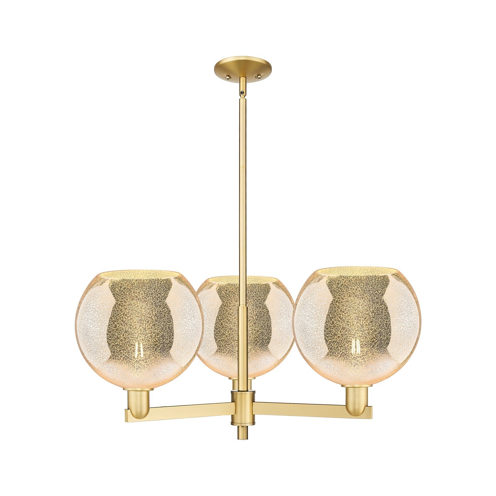 Innovations Athens 32in 3-Light Pendant | Industrial Satin Gold Steel and Mercury Glass | Kitchen Island & Dining Room | 31.75 | Model 716-3CR-SG-G128-10