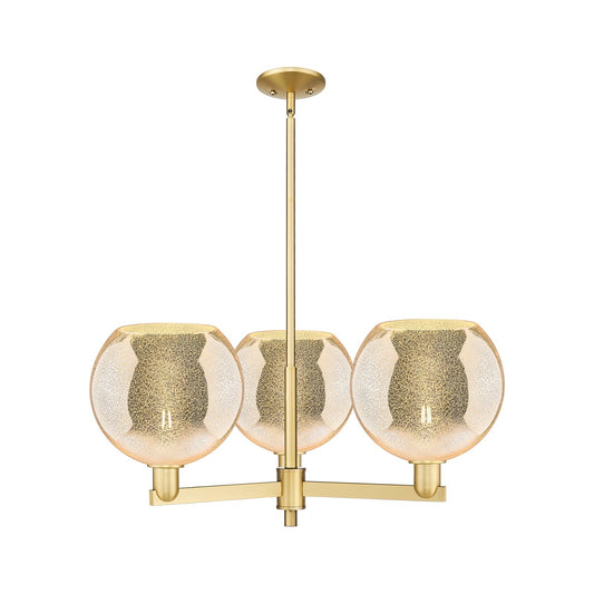 Innovations Athens 32in 3-Light Pendant | Industrial Satin Gold Steel and Mercury Glass | Kitchen Island & Dining Room | 31.75 | Model 716-3CR-SG-G128-10