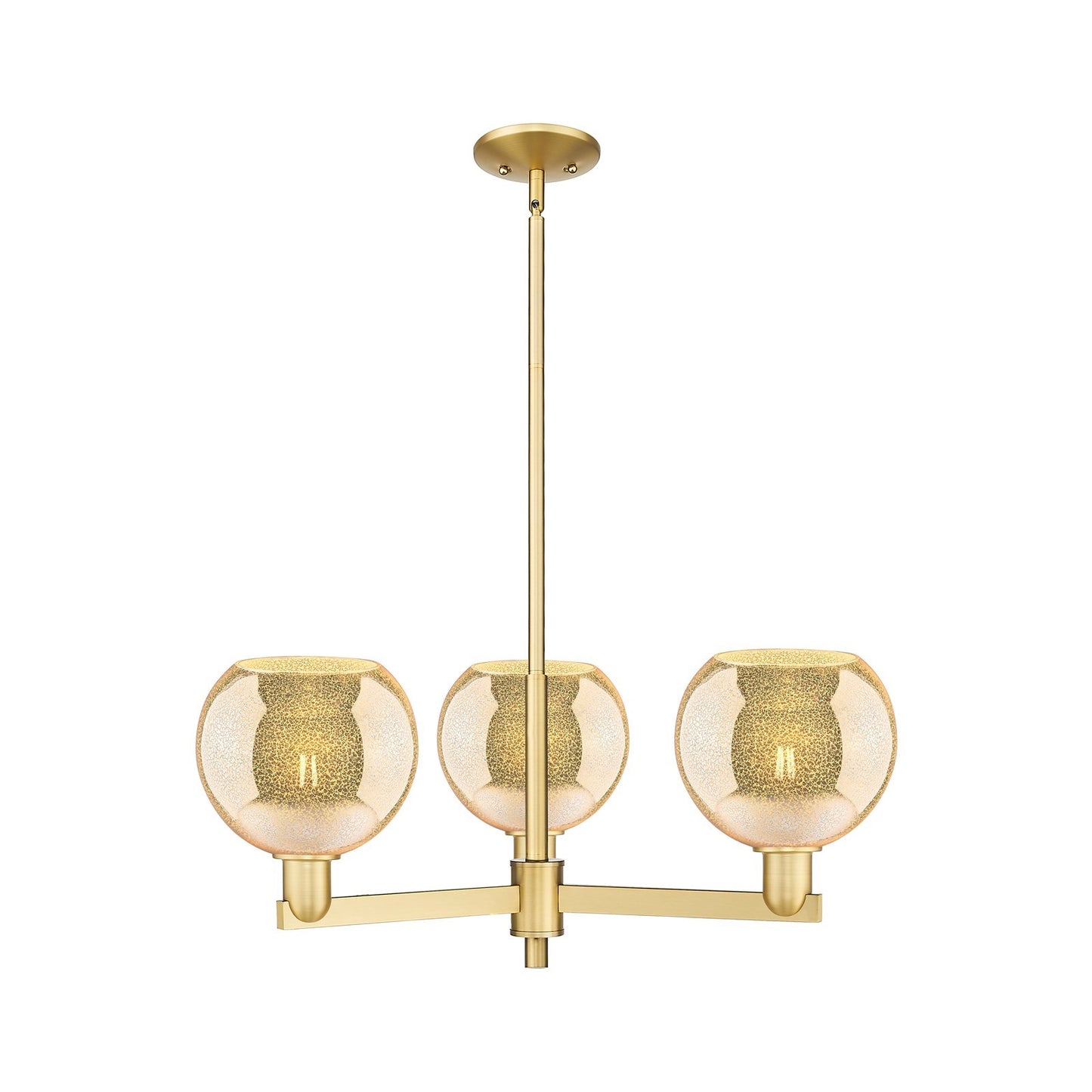 Innovations Athens 30in 3-Light Pendant | Industrial Satin Gold Steel and Mercury Glass | Kitchen Island & Dining Room | 29.75 x | Model 716-3CR-SG-G128-8