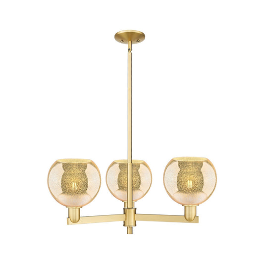 Innovations Athens 30in 3-Light Pendant | Industrial Satin Gold Steel and Mercury Glass | Kitchen Island & Dining Room | 29.75 x | Model 716-3CR-SG-G128-8