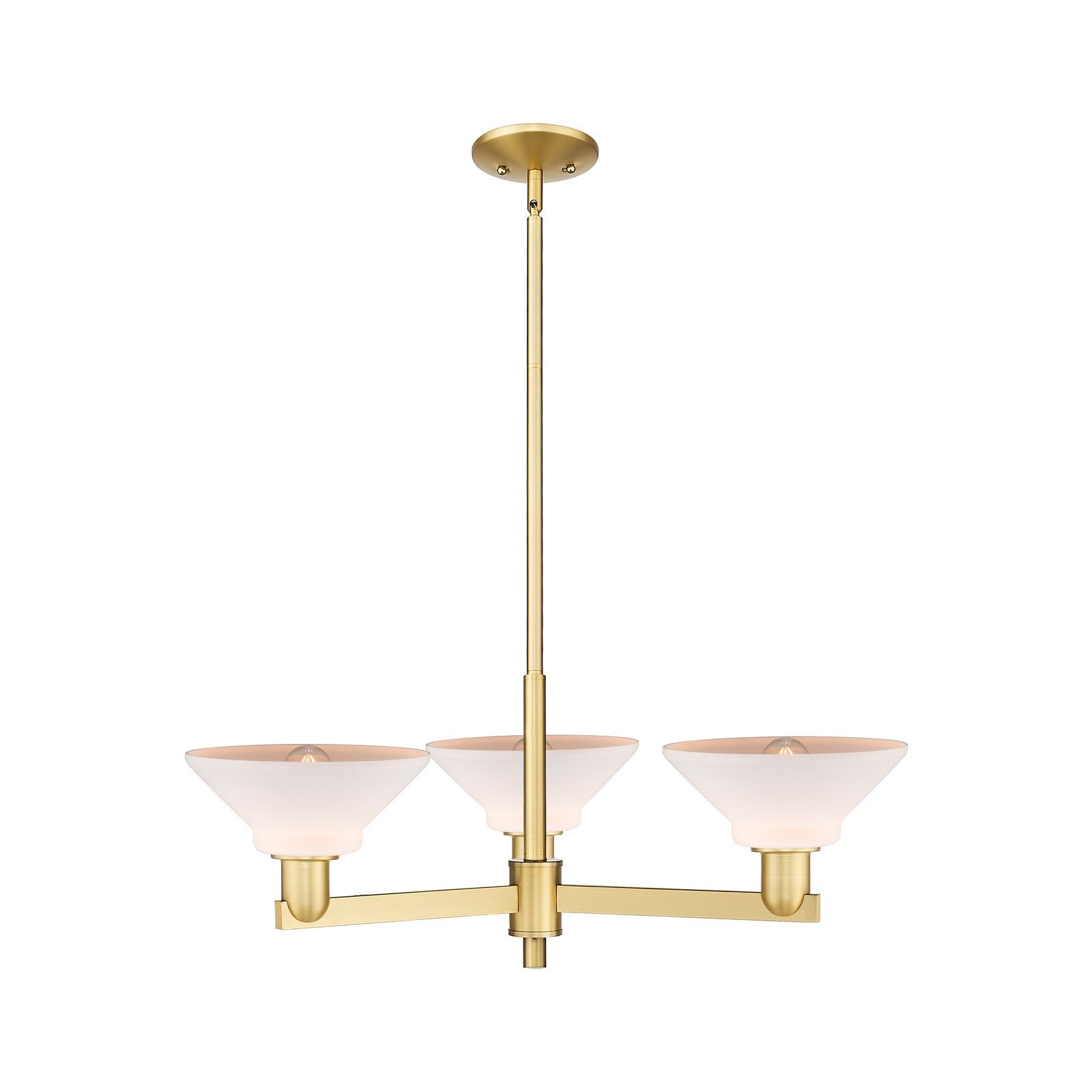 Innovations Orwell 30in 3-Light Pendant | Industrial Satin Gold Steel and Matte White Glass | Kitchen Island & Dining Room | 30.12 | Model 716-3CR-SG-G131