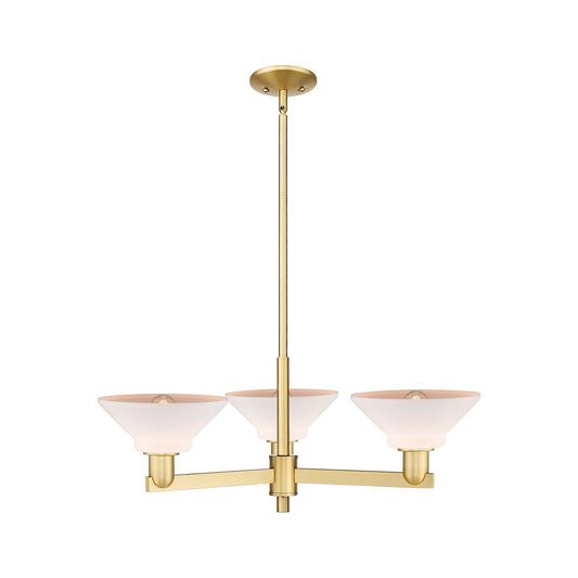 Innovations Orwell 30in 3-Light Pendant | Industrial Satin Gold Steel and Matte White Glass | Kitchen Island & Dining Room | 30.12 | Model 716-3CR-SG-G131