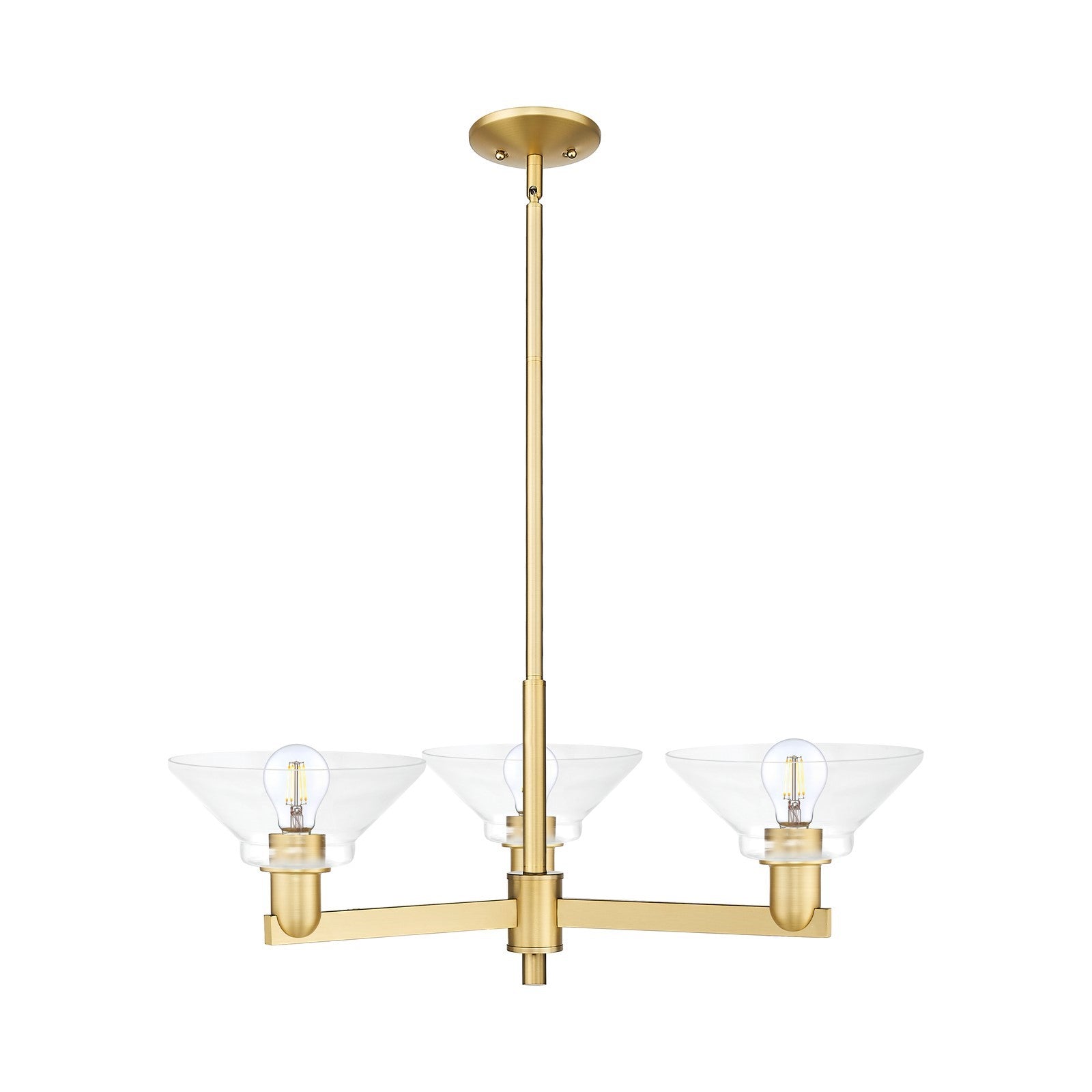 Innovations Orwell 30in 3-Light Pendant | Industrial Satin Gold Steel and Clear Glass | Kitchen Island & Dining Room | 30.12 x | Model 716-3CR-SG-G132