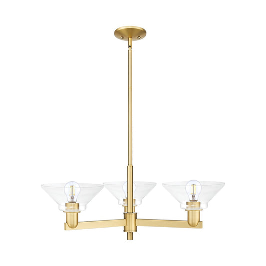 Innovations Orwell 30in 3-Light Pendant | Industrial Satin Gold Steel and Clear Glass | Kitchen Island & Dining Room | 30.12 x | Model 716-3CR-SG-G132