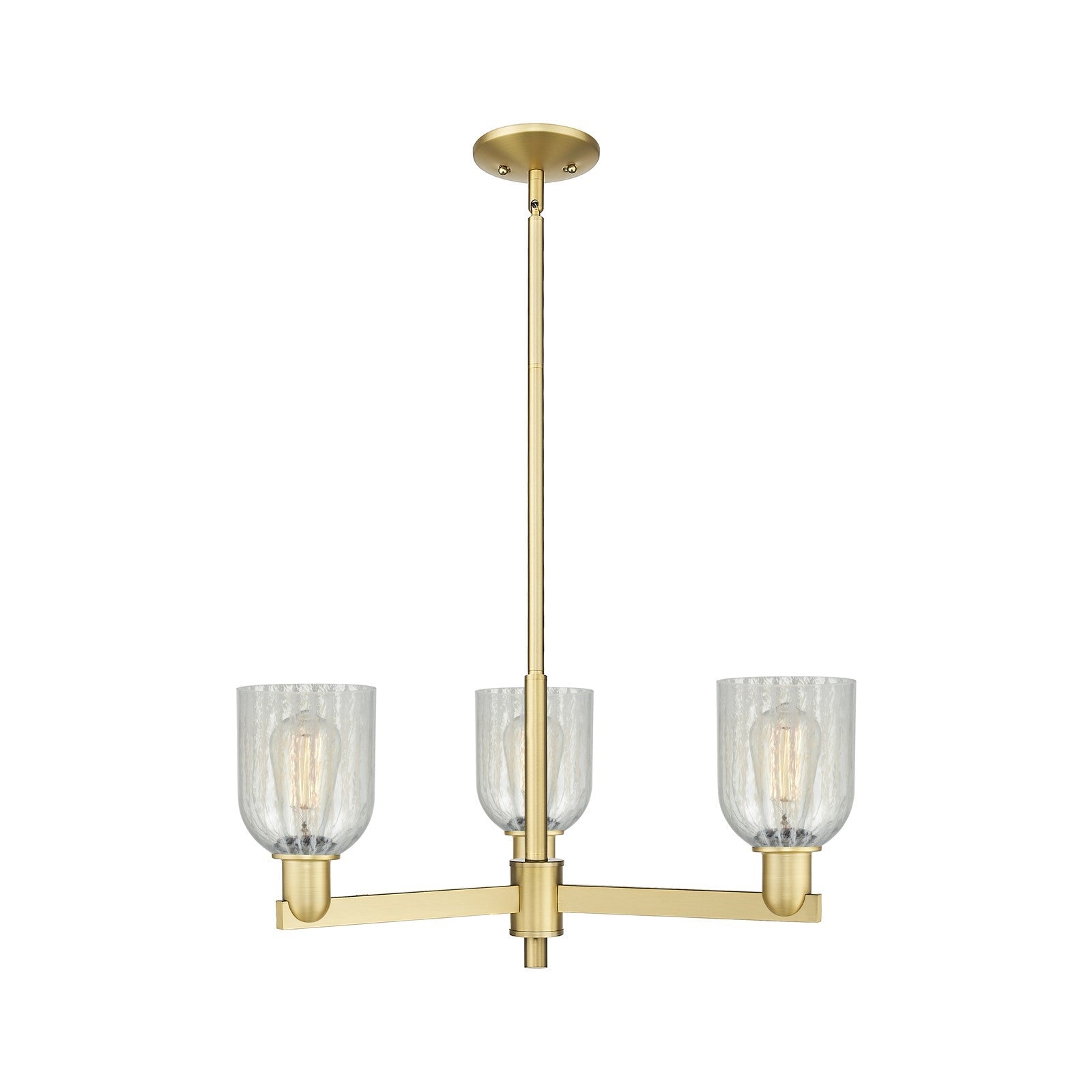 Innovations Caledonia 27in 3-Light Pendant | Industrial Satin Gold Steel and Mouchette Glass | Kitchen Island & Dining Room | Model 716-3CR-SG-G2511