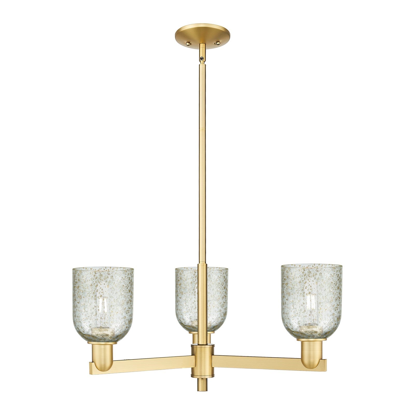 Innovations Caledonia 27in 3-Light Pendant | Industrial Satin Gold Steel and Mica Glass | Kitchen Island & Dining Room | 26.75 x | Model 716-3CR-SG-G259